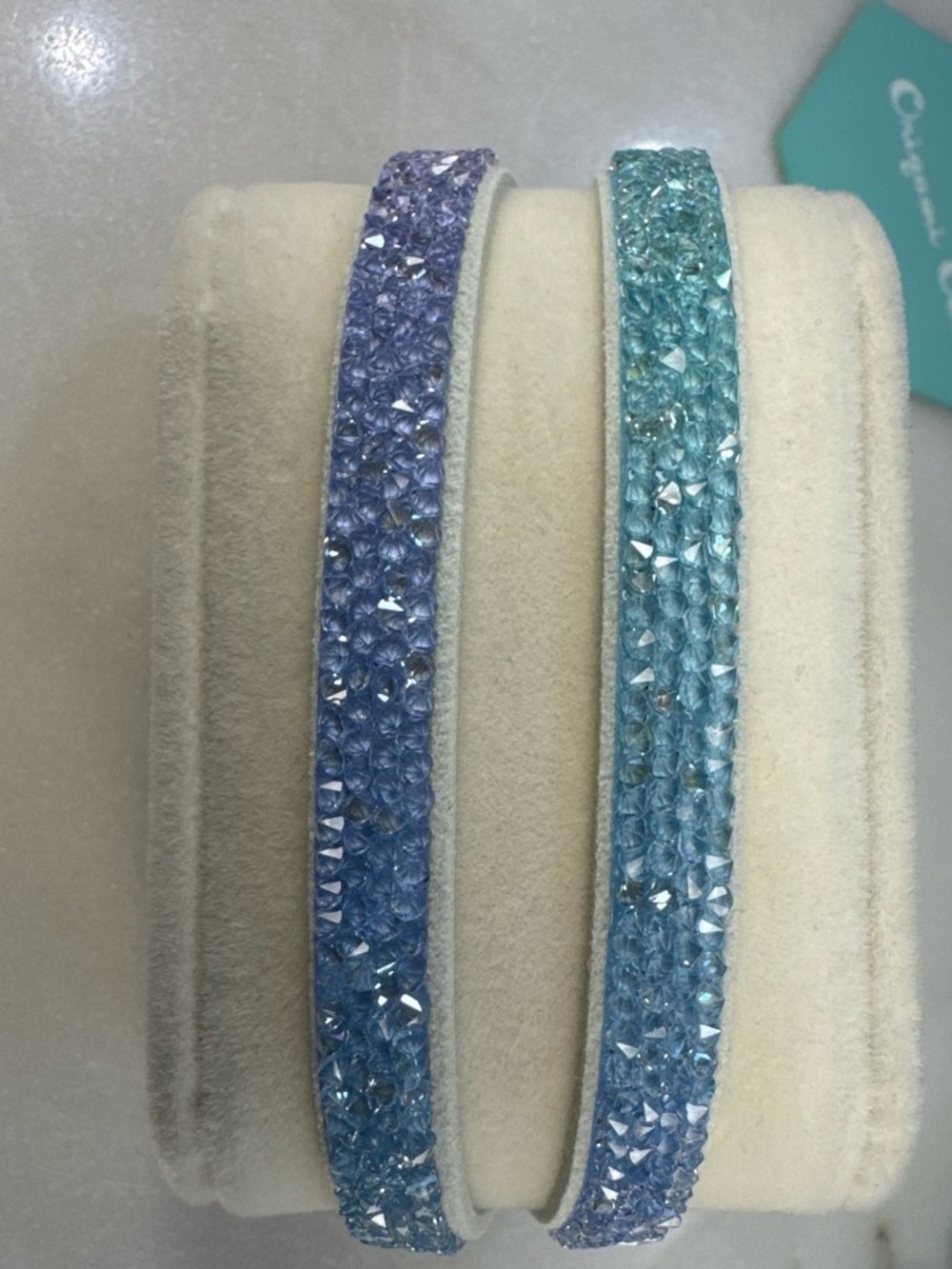 Origami Owl Leather band covered in  Lavender & Aqua Swarovski Crystals